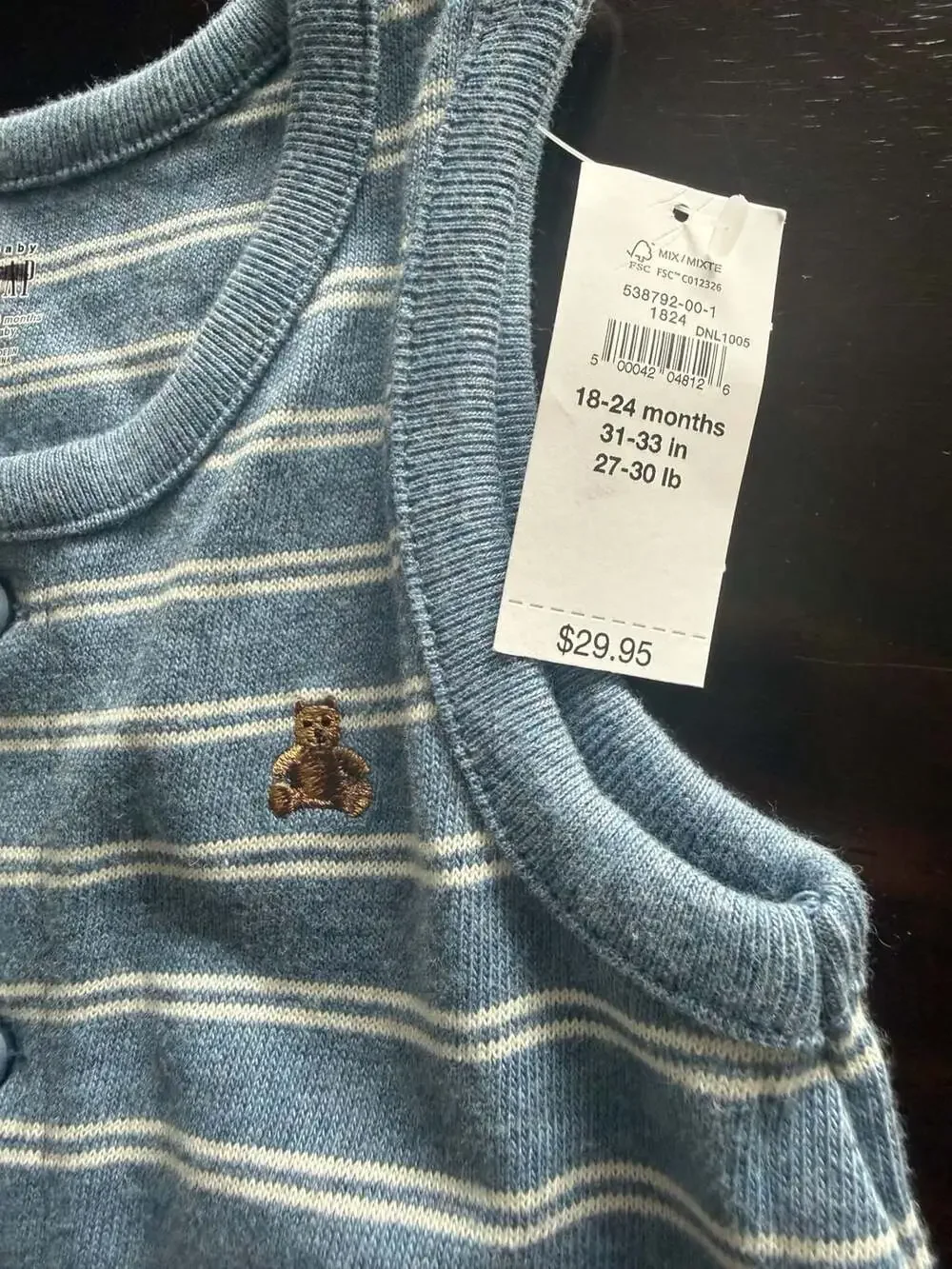 Baby Gap Blue Striped Tank Jumpsuit 1 pc NEW 18-24 months boys